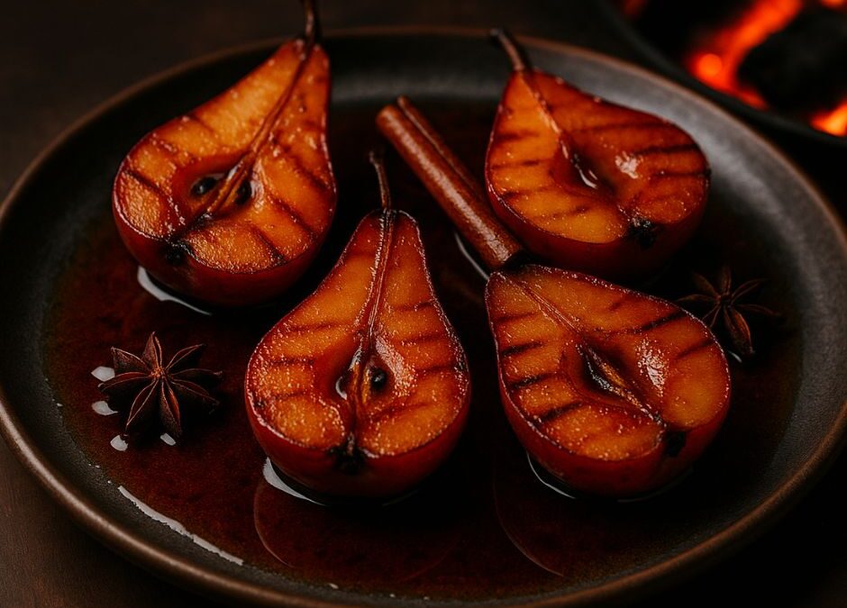 Rooibos-Poached Pears (Fire-Finished)