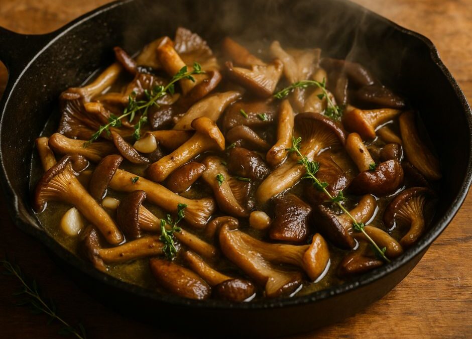 wild mushrooms in a skillet