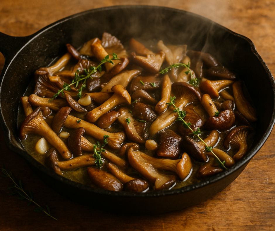 wild mushrooms in a skillet